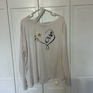 Long sleeve cold shoulder, white top